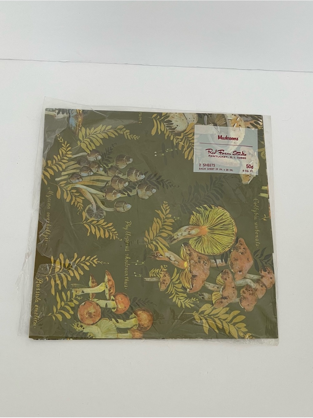 Vintage Red Farm Studio Mushroom Gift Wrap 1 Full Sheet Plus Partial Sheet